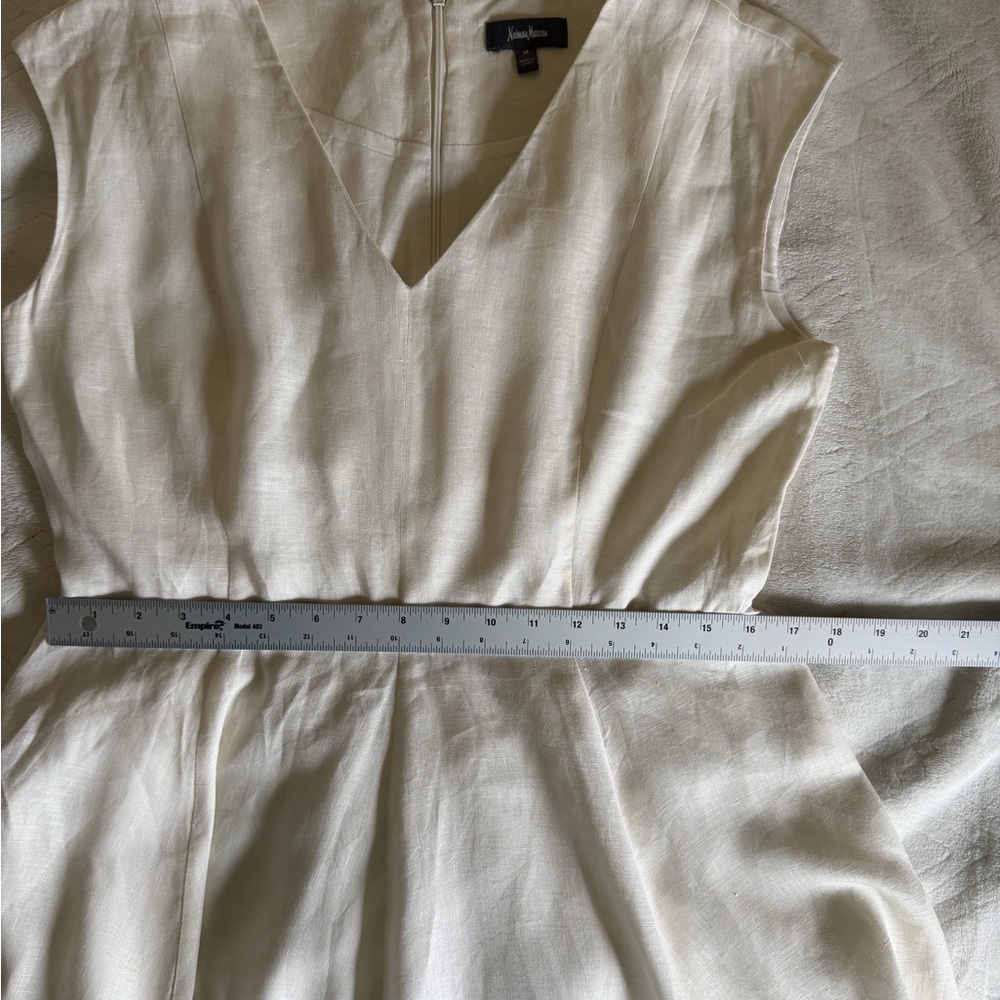 Neiman Marcus ivory 100% linen sleeveless Midi Dress - Picture 10 of 10